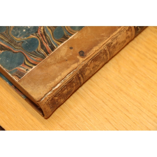 300 - Shelf containing Shakespeare and other leather bound books.