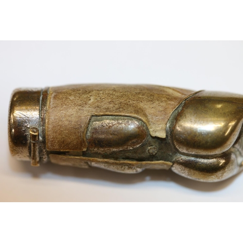 505 - Silver plated vesta box in the form of a hooved foot.