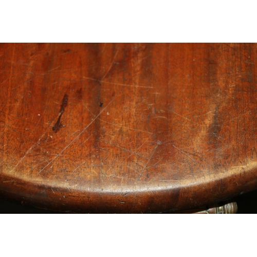 744 - Edwardian mahogany round butlers serving tray with fluted brass handles, W60cm