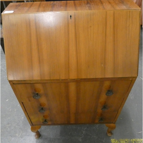 510 - Small vintage three drawer writing bureau