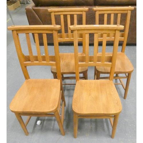 514 - Set of four oak church chairs.