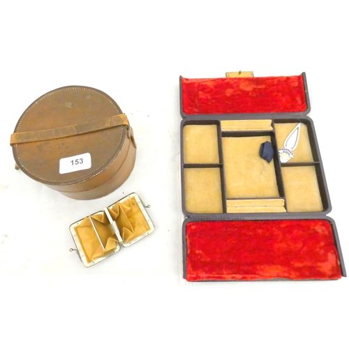 153 - Jewellery box, coin purse and small leather collar box. (3)