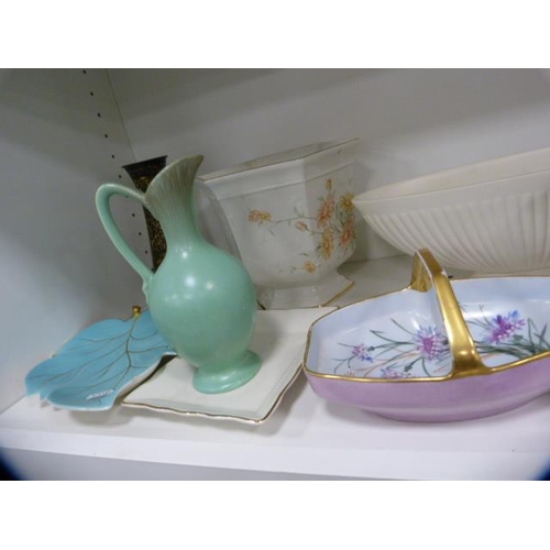 102 - Ceramics to include Carlton Ware leaf-shaped dish, Bavaria dish designed by Lottie Cowan, art potter... 