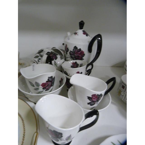 109 - Tea and coffee sets to include Royal Albert 'Masquerade', studio tea set, Duchess shaped dish, biscu... 