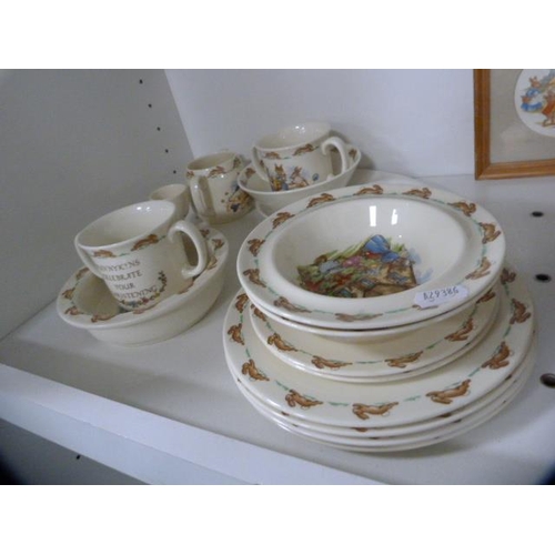 116 - Royal Doulton Bunnykins tablewares, Sylvac bowl, modern Oriental vase, tea cups and saucers etc (one... 