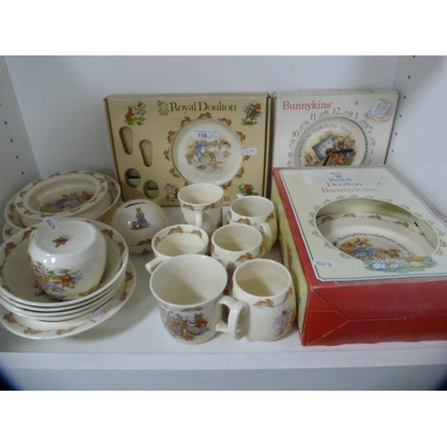 118 - Royal Doulton Bunnykins ceramics to include baby plates, mugs, coin bank, bowls etc., some boxed exa... 