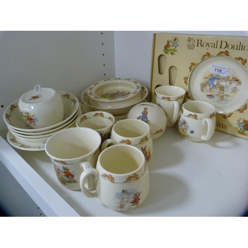 118 - Royal Doulton Bunnykins ceramics to include baby plates, mugs, coin bank, bowls etc., some boxed exa... 