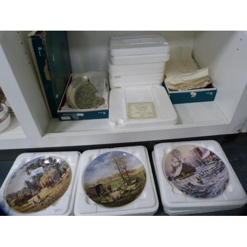 120 - Collection of Wedgwood and other collector's plates, and three boxed WMF Ikora dishes (one shelf).