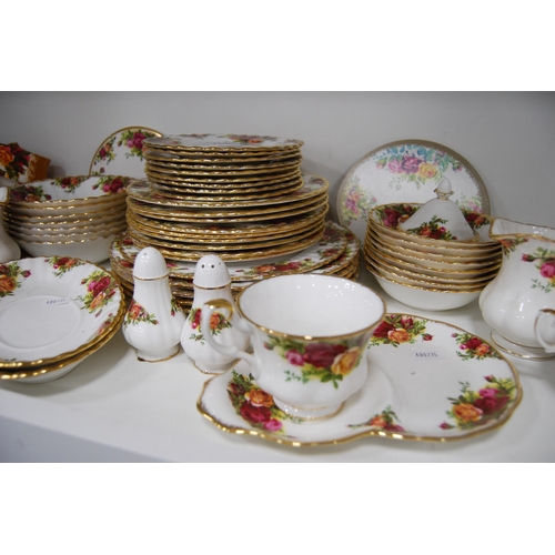 128 - Collection of Royal Albert 'Old Country Roses' dinner and tablewares to include dinner plates, side ... 