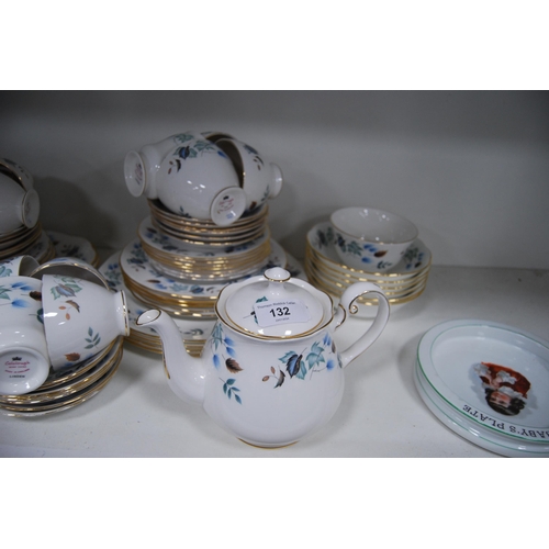 132 - Colclough floral decorated part tea set and a baby plate decorated with an image of a young girl to ... 