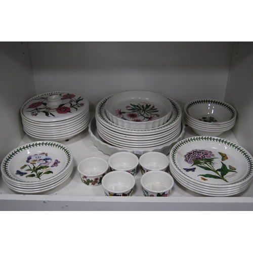 137 - Portmeirion 'Botanic Garden' pattern tablewares to include flan dish, ramekins, bowls, plates etc (o... 