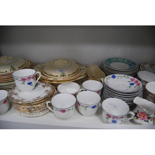 139 - Large quantity of assorted tea and dinnerwares to include a Woods & Sons Art Deco part dinner se... 