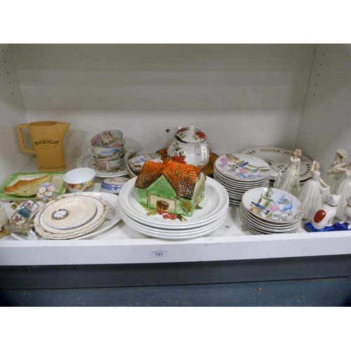 151 - Teawares to include a Japanese eggshell tea set, Mackinlay's Whisky jug, commemorative plates, moder... 