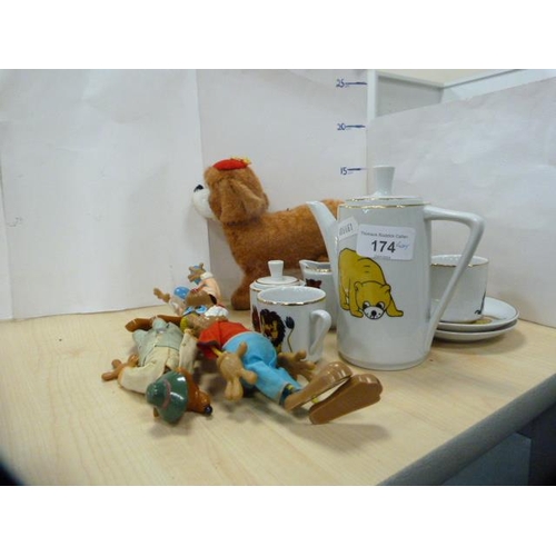 174 - Child's coffee set, wind-up toy and other children's toys.