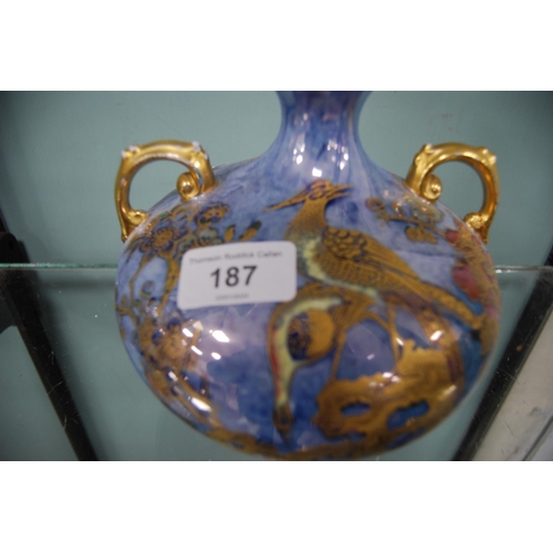 187 - Wilton Ware lustre and enamel decorated twin-handled vase.