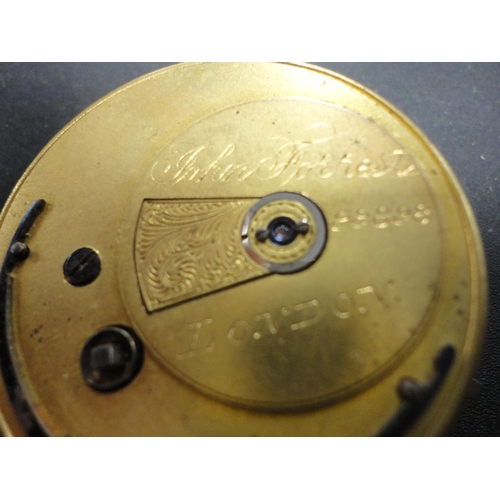 192 - Victorian pocket watch movement, engraved for John Forrest of London.