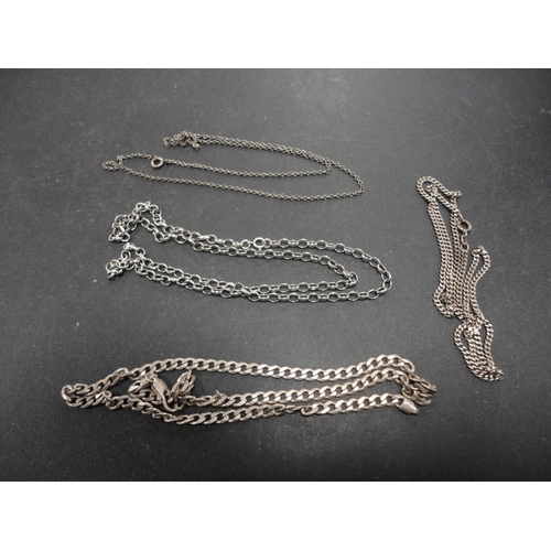 194 - Group of silver chains, 32g gross.