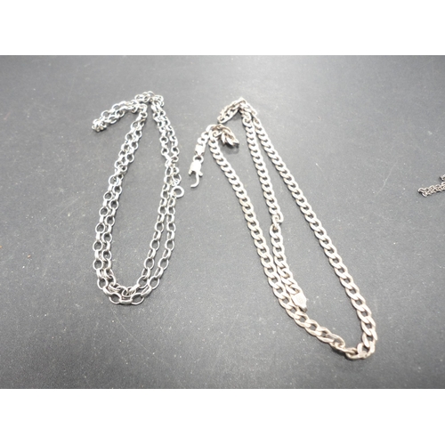 194 - Group of silver chains, 32g gross.