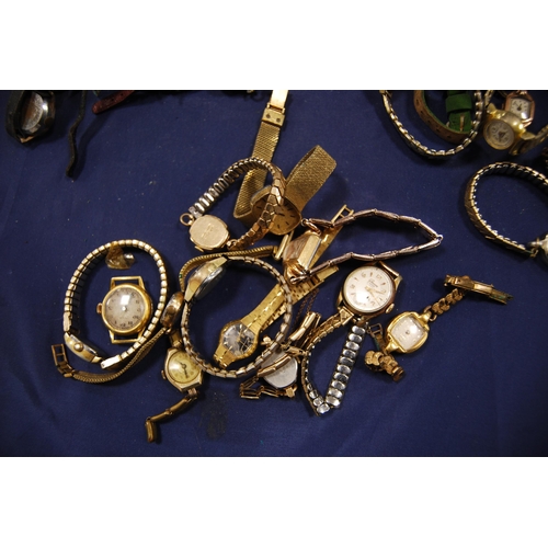 229 - Large collection of ladies' manual wind wristwatches to include rolled gold and vintage examples.