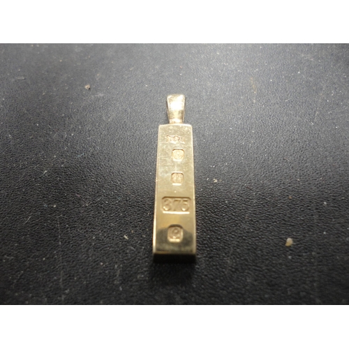 256 - 9ct gold ingot pendant, 4g.