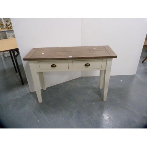 264 - Contemporary painted reclaimed wood two-drawer hall table.