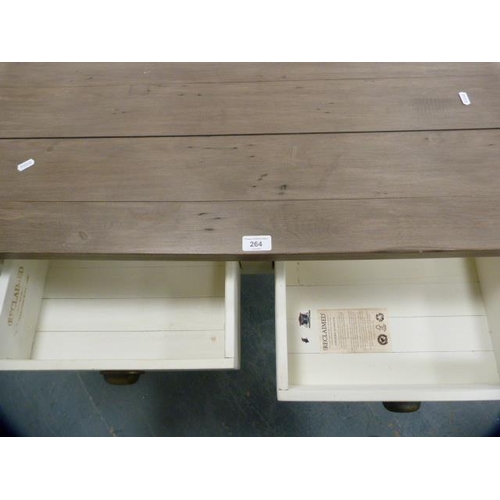 264 - Contemporary painted reclaimed wood two-drawer hall table.