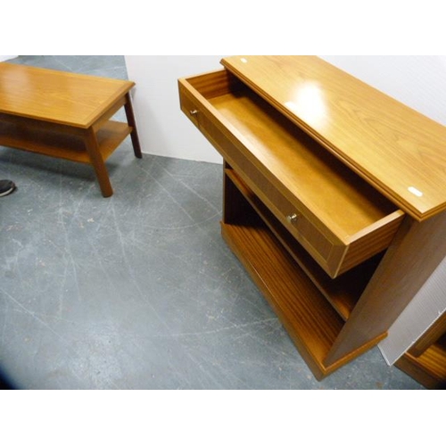 272 - Modern small open bookcase with drawer to the top and a similar coffee table.  (2)