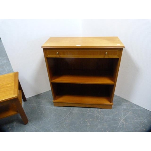 272 - Modern small open bookcase with drawer to the top and a similar coffee table.  (2)