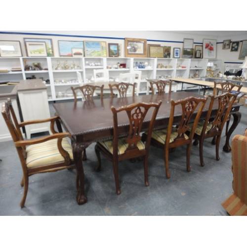 274 - Chippendale Revival dining table, 20th century, and a set of eight dining chairs, to include two car... 