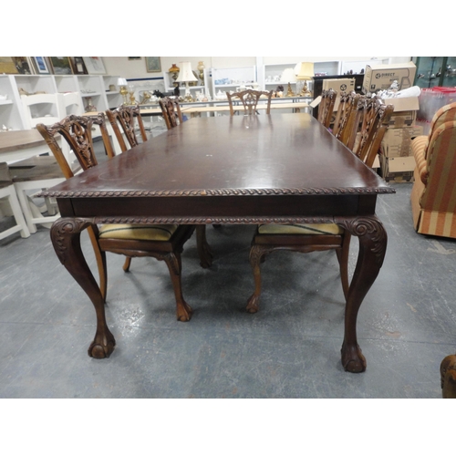 274 - Chippendale Revival dining table, 20th century, and a set of eight dining chairs, to include two car... 