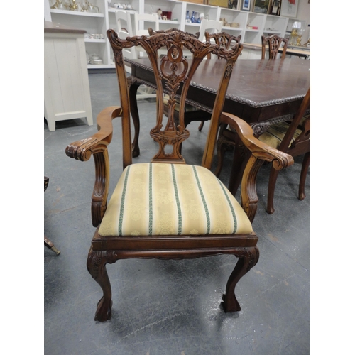 274 - Chippendale Revival dining table, 20th century, and a set of eight dining chairs, to include two car... 