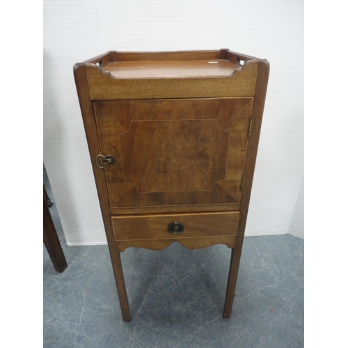 280 - Antique inlaid mahogany pot cupboard.