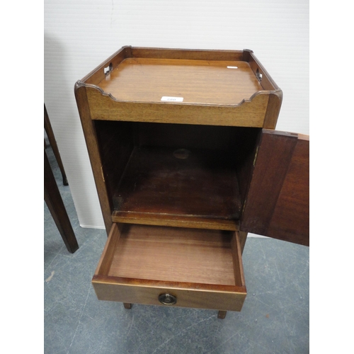 280 - Antique inlaid mahogany pot cupboard.