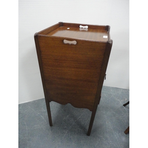 280 - Antique inlaid mahogany pot cupboard.