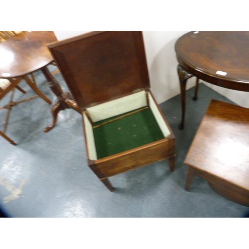 283 - Mahogany oval coffee table, commode stool and another stool.  (3)