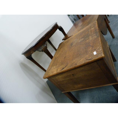 283 - Mahogany oval coffee table, commode stool and another stool.  (3)