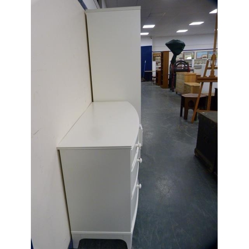 296 - Laura Ashley white painted three piece bedroom suite comprising a pair of two-door wardrobes, each w... 