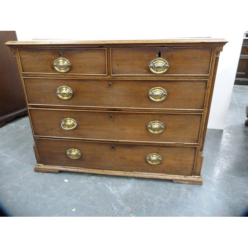 310 - George III chest of two short and three long drawers, with later handles (a/f).