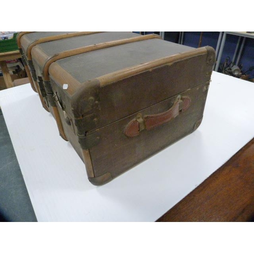 314 - Two vintage wood-bound travel trunks.