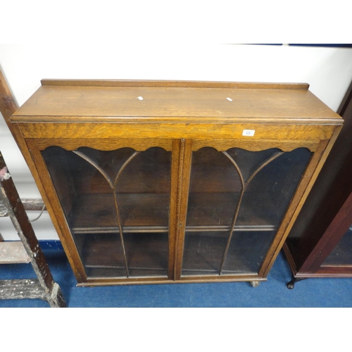 322 - Vintage oak glazed two-door bookcase.