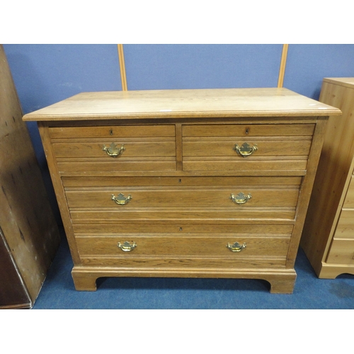 327 - Early 20th century ash chest of two short and two long drawers.