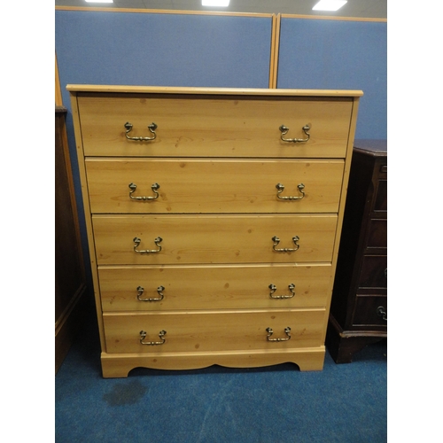 328 - Modern pine chest of five drawers.