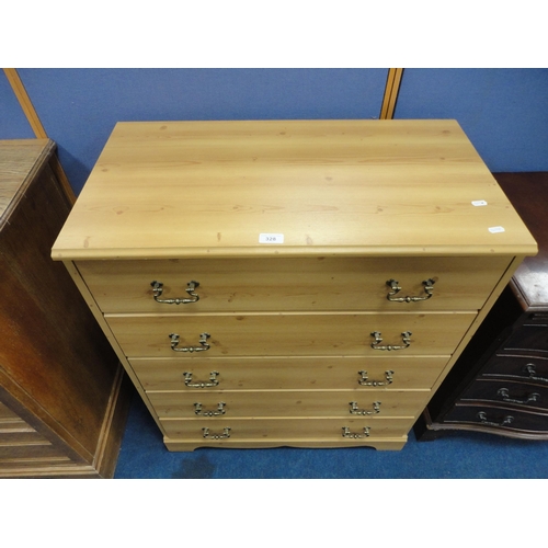 328 - Modern pine chest of five drawers.