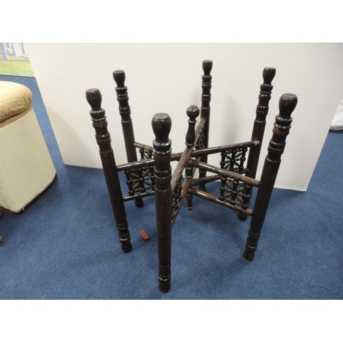 333 - Indian Benares brass tray table on folding supports.