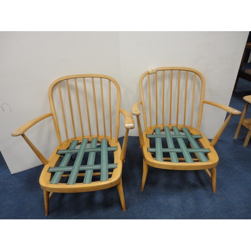 337 - Pair of retro beech Ercol armchairs.  (2)