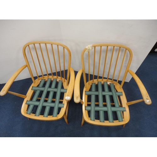 337 - Pair of retro beech Ercol armchairs.  (2)