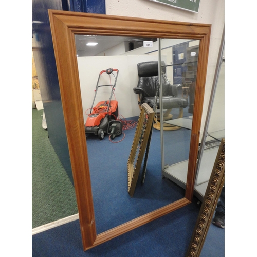 341 - Two modern pine framed wall mirrors, gilt framed wall mirror and an ornate framed wall mirror. ... 