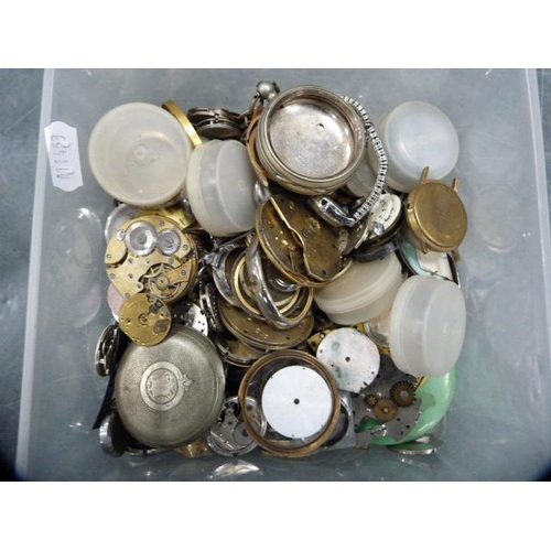 91 - Box containing a large quantity of mainly pocket watch parts, cases, dials, movements etc.