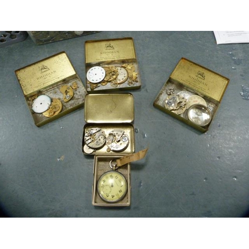 91 - Box containing a large quantity of mainly pocket watch parts, cases, dials, movements etc.