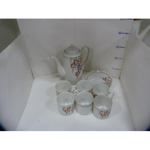 95 - Studio pottery part coffee set, Paragon part tea set etc (one shelf).